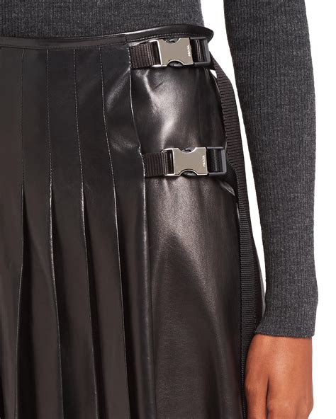 prada pleated leather skirt|prada nylon a line skirt.